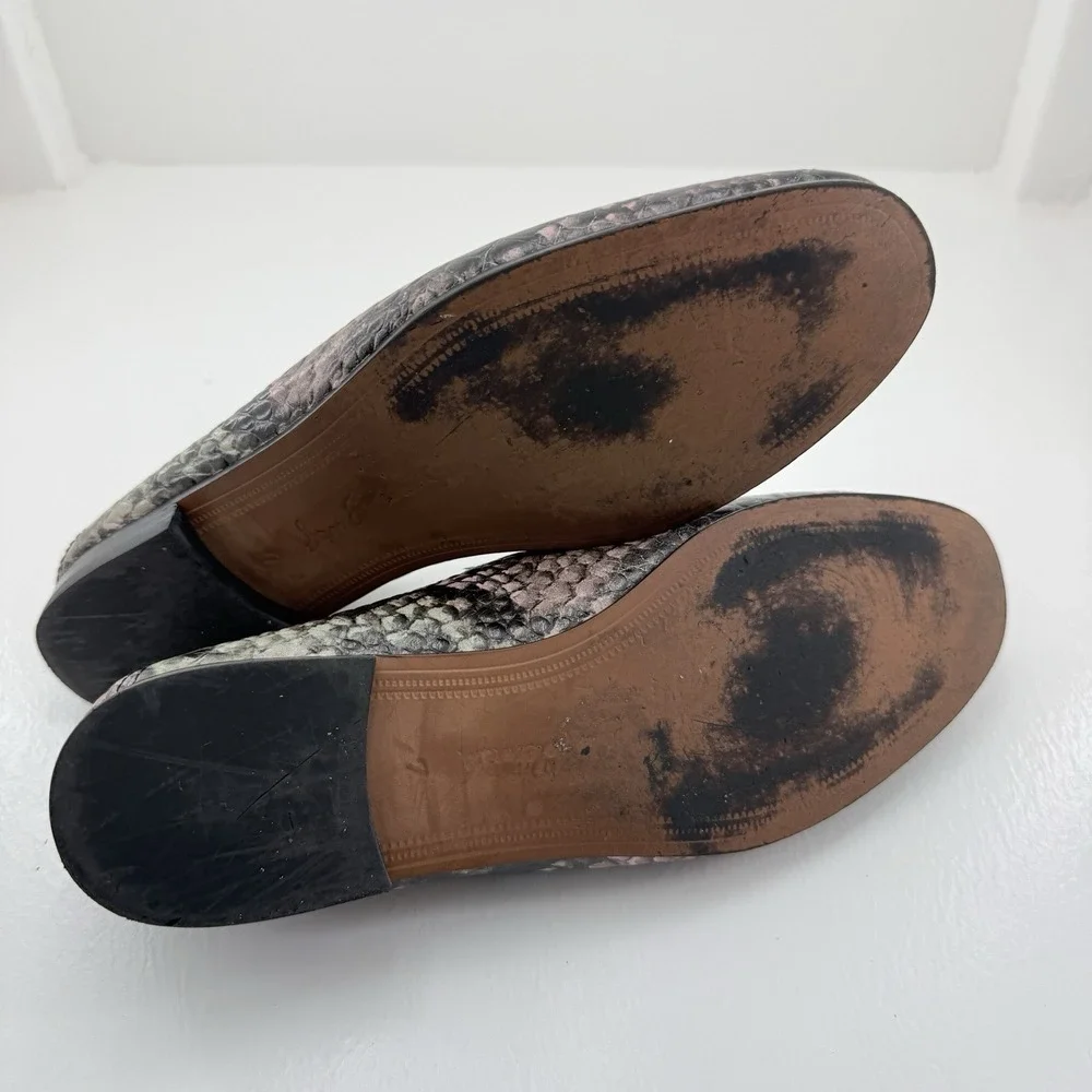 Sam Edelman Lior Wintergreen Snake Print Leather Bit Loafers Women's US Size 7 M